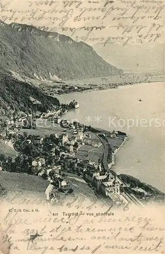 AK / Ansichtskarte Territet Fliegeraufnahme Seepartie Territet