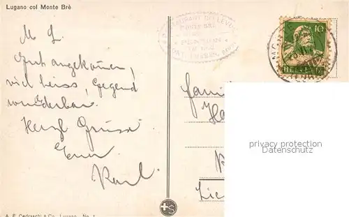 AK / Ansichtskarte Lugano_TI mit Monte Bre Lugano_TI