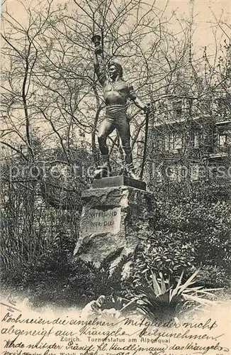 AK / Ansichtskarte Zuerich_ZH Turnerstatue am Alpenquai Zuerich_ZH