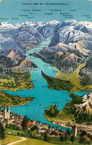 AK / Ansichtskarte Luzern_LU Panoramakarte Vierwaldstaettersee Luzern_LU