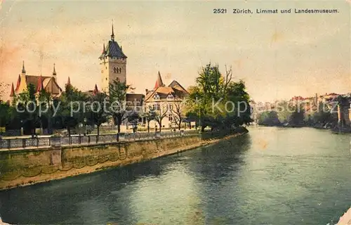 AK / Ansichtskarte Zuerich_ZH Limmat mit Landesmuseum Zuerich_ZH