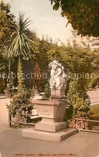 AK / Ansichtskarte Luzern_LU Brunnen am Nationalquai Luzern_LU