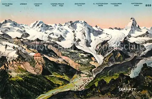 AK / Ansichtskarte Zermatt_VS Panoramakarte Zermatt_VS