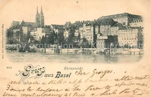 AK / Ansichtskarte Basel_BS Rheinpartie mit Muenster Basel_BS