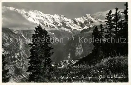 AK / Ansichtskarte Muerren_BE Mittaghorn Grosshorn Breithorn Muerren_BE