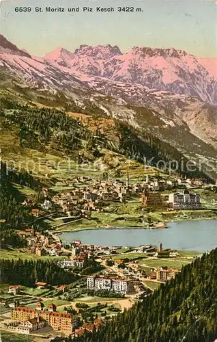 AK / Ansichtskarte St_Moritz_GR Fliegeraufnahme Seepartie mit Piz Kesch St_Moritz_GR