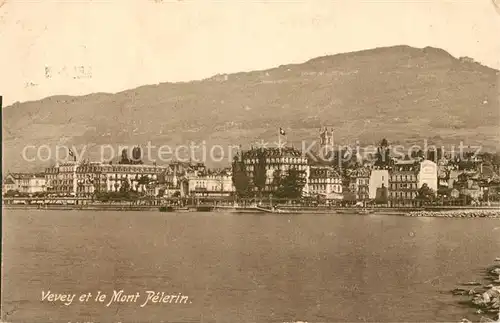AK / Ansichtskarte Vevey_VD Seepartie mit Mont Pelerin Vevey_VD