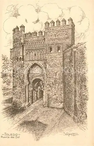 AK / Ansichtskarte Toledo_Castilla La_Mancha Puerta del Sol Kuenstlerkarte Toledo_Castilla La_Mancha