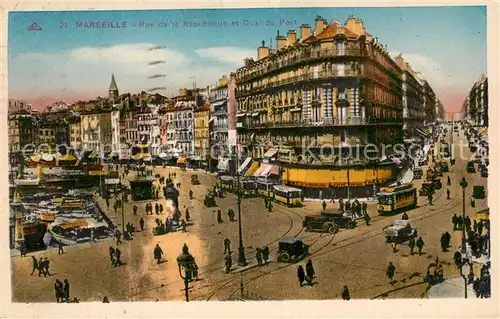 AK / Ansichtskarte Marseille_Bouches du Rhone Rue de la Republiqu Quai du Port Marseille