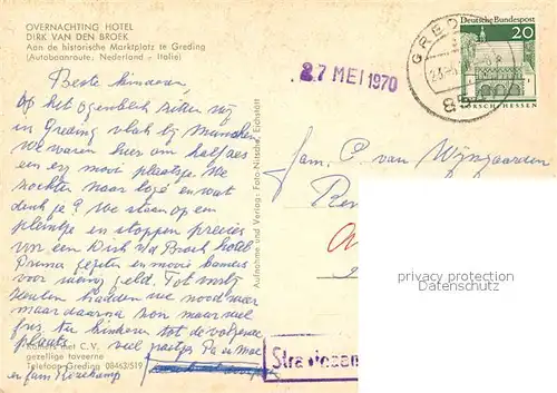 AK / Ansichtskarte Greding Ortsansicht mit Kirche Marktplatz Brunnen Rathaus Greding