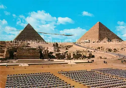 AK / Ansichtskarte Giza Sphinx and the Pyramids of Cheops and Chephren Giza