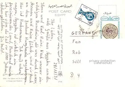 AK / Ansichtskarte Giza Sphinx and the Pyramids of Cheops and Chephren Giza