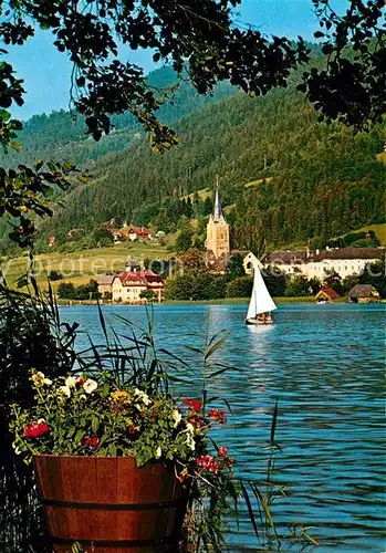 AK / Ansichtskarte Bodensdorf_Ossiacher_See Stift Ossiach Kloster Blick vom Seeufer aus Bodensdorf_Ossiacher_See