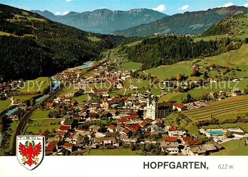 AK / Ansichtskarte Hopfgarten_Brixental Erholungsort Barocke Pfarrkirche Alpen Fliegeraufnahme Hopfgarten Brixental