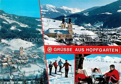 AK / Ansichtskarte Hopfgarten_Brixental Panorama Wintersportplatz Barocke Pfarrkirche Hopfgarten Brixental