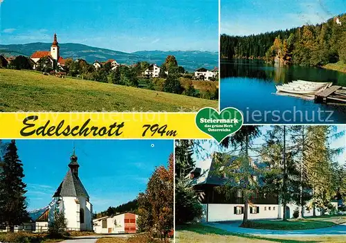 AK / Ansichtskarte Edelschrott Ortsansicht mit Kirche Badesee Hirzmannsperre St Hemma Ferienheim der Steweag Edelschrott