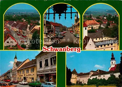 AK / Ansichtskarte Schwanberg Teilansichten Moorbad Innenstadt Kirche Schwanberg