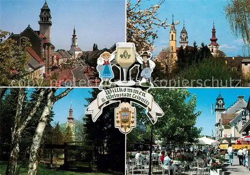 AK / Ansichtskarte Leibnitz Ortsmotive mit Kirche Park Strassencafes Wappen Leibnitz