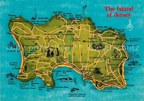 AK / Ansichtskarte Jersey Map of the Island Jersey