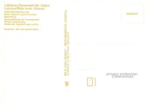 AK / Ansichtskarte Luebbenau_Spreewald Hafen Roter Platz Markt Hochhaus Brunnen Luebbenau Spreewald