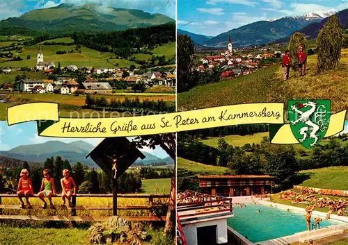 AK / Ansichtskarte St_Peter_Kammerberg Marktgemeinde gegen Greim und Schoederberg Freibad St_Peter_Kammerberg