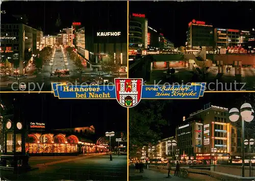 AK / Ansichtskarte Hannover bei Nacht vom Bahnhof zum Kroepcke Hannover