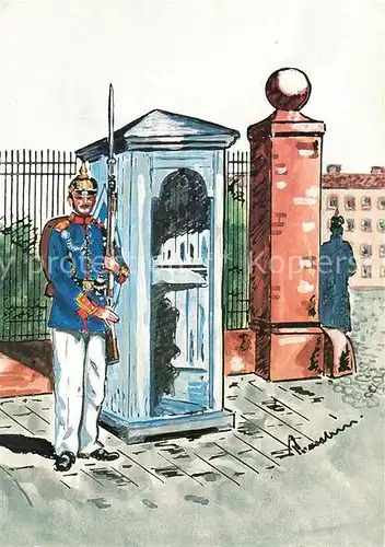 Nuernberg K.B. 14. Infanterie Regiment Hartmann Wachtposten Kuenstlerkarte Nuernberg