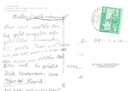 Zechlinerhuette Jagowbruecke Zeltplatz Ekernkoppel Wietzower See Dampferanlegestelle Zechlinerhuette