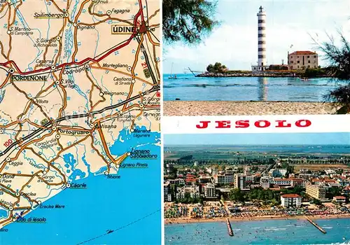 Jesolo Landkarte Leuchtturm Fliegeraufnahme Jesolo