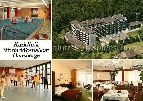 Porta_Westfalica Kurklinik Hallenbad Gymnastikraum Patientenzimmer Speisesaal Fliegeraufnahme Porta_Westfalica