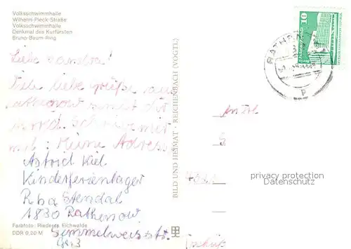 Rathenow Volksschwimmhalle Wilhelm Pieck Strasse Denkmal des Kurfuersten Bruno Baum Ring Wappen Rathenow