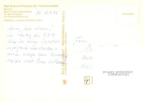 Bad_Saarow Pieskow Bahnhof Maxim Gorki Gedenkstaette Bahnhofsplatz Scharmuetzelsee Bad_Saarow Pieskow