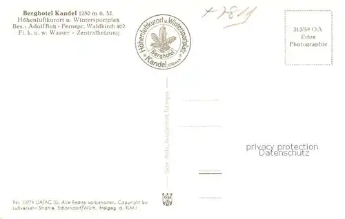 Waldkirch_Breisgau Berghotel Kandel Fliegeraufnahme Waldkirch Breisgau