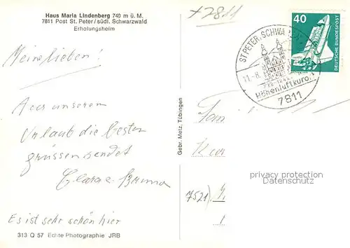 St_Peter_Schwarzwald Haus Maria Lindenberg Erholungsheim St_Peter_Schwarzwald