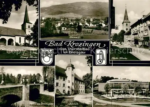Bad_Krozingen Ev Kirche Panorama Kath Kirche Partie am Neumagen Schloss Kurhaus Bad_Krozingen