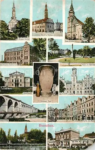 Bunzlau_Niederschlesien Kirchen Markt Rathaus Stadttheater Grosser Topf  Bunzlau_Niederschlesien