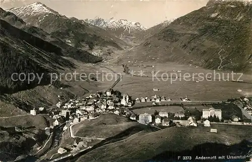 AK / Ansichtskarte Andermatt Fliegeraufnahme mit Urserntal Andermatt