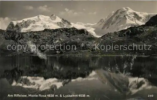 AK / Ansichtskarte Riffelsee_Tirol Seepartie mit Monte Rosa und Lyskamm Riffelsee Tirol