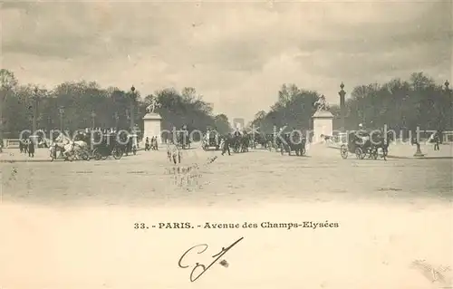 AK / Ansichtskarte Paris Champs Elysees Pferdekutschen Paris