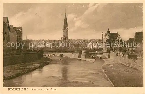 AK / Ansichtskarte Pforzheim Enz Kirche Bruecke Pforzheim