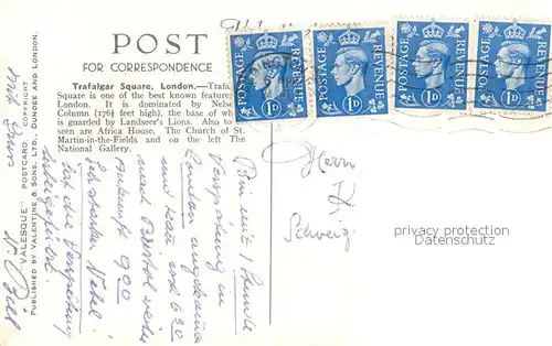 AK / Ansichtskarte London Trafalgar Square London