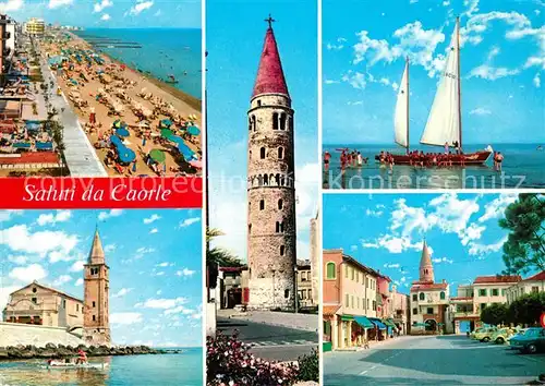 AK / Ansichtskarte Caorle_Venezia Strand Kirche Torre Caorle_Venezia