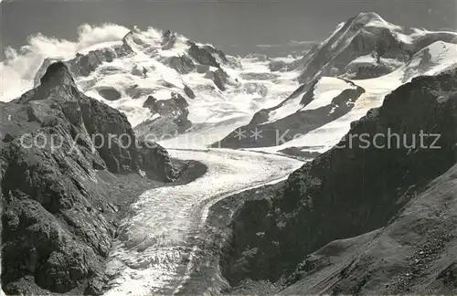 AK / Ansichtskarte Gletscher Zermatt Riffelhorn Monte Rosa Lyskamm  Gletscher