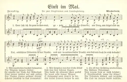 AK / Ansichtskarte Liederkarte Einst im Mai Liederkarte