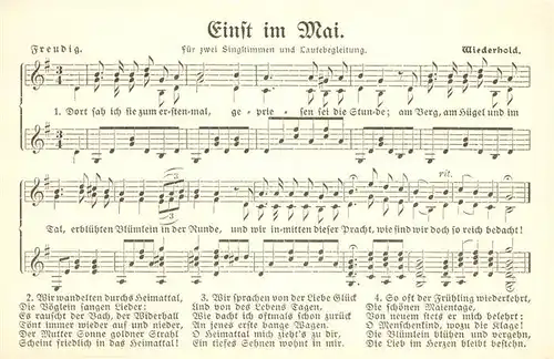 AK / Ansichtskarte Liederkarte Einst im Mai Liederkarte