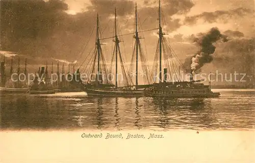 AK / Ansichtskarte Segelschiffe Outward Bound Boston Massachusetts Segelschiffe