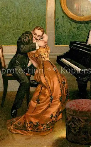AK / Ansichtskarte Klavier Paar Kuss Litho  Klavier