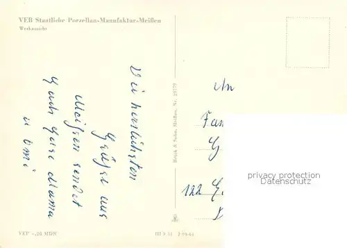 AK / Ansichtskarte Meissen_Elbe_Sachsen VEB Staatliche Porzellan Manufaktur Werkansicht Meissen_Elbe_Sachsen