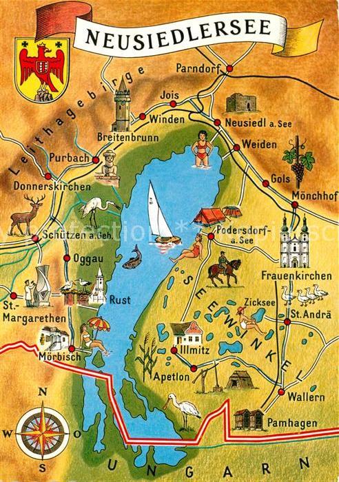 AK / Ansichtskarte Neusiedl_See Rund um den Neusiedlersee Landkarte