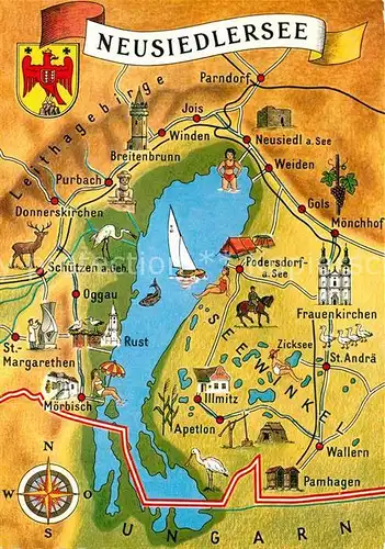 AK / Ansichtskarte Neusiedl_See Rund um den Neusiedlersee Landkarte Neusiedl See